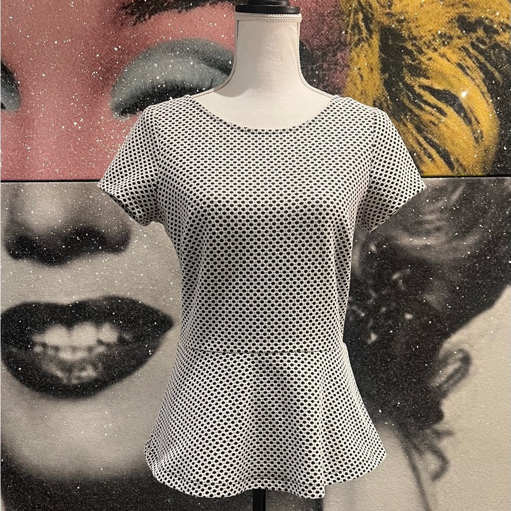 Banana Republic Honeycomb Pattern Peplum Top Sz Small